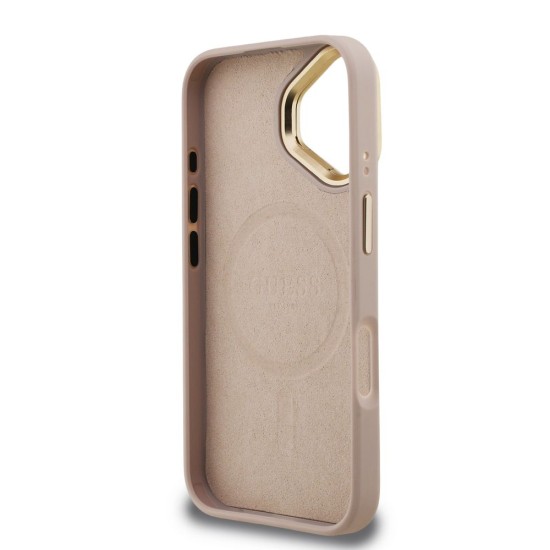 Husa Guess PU 4G Strass Triangle Logo Stand MagSafe pentru iPhone 16, Roz (Bakr, GUHMP16SPCS4GPTP) by www.silkase.ro