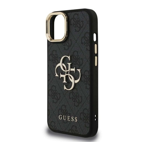 Husa Guess PU 4G Metal Logo Stand Camera Frame pentru iPhone 13, Neagra (Bakr, GUHCP13MPCS4GP4K) by www.silkase.ro