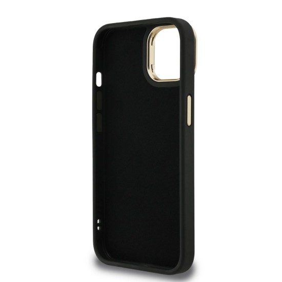 Husa Guess PU 4G Metal Logo Stand Camera Frame pentru iPhone 13, Neagra (Bakr, GUHCP13MPCS4GP4K) by www.silkase.ro
