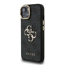 Husa Guess PU 4G Metal Logo Stand Camera Frame pentru iPhone 15, Neagra Husa Guess PU 4G Metal Logo Stand Camera Frame pentru iPhone 15, Neagra