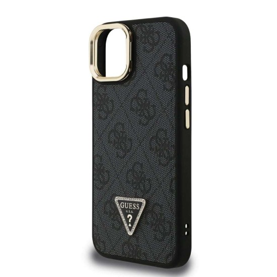 Husa Guess PU 4G Strass Triangle Logo Stand MagSafe pentru iPhone 13, Neagra (Bakr, GUHMP13MPCS4GPTK) by www.silkase.ro