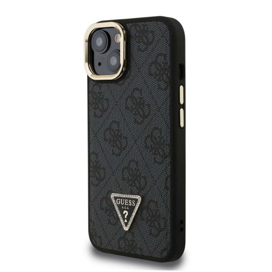 Husa Guess PU 4G Strass Triangle Logo Stand MagSafe pentru iPhone 14, Neagra (Bakr, GUHMP14SPCS4GPTK) by www.silkase.ro