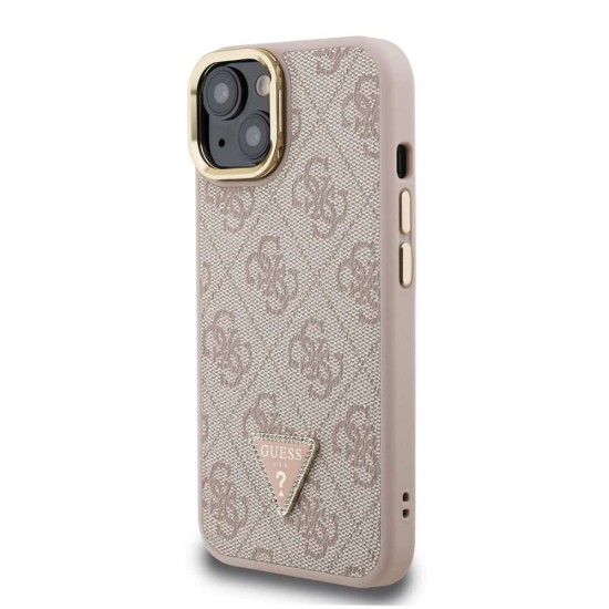 Husa Guess PU 4G Strass Triangle Logo Stand MagSafe pentru iPhone 13, Roz (Bakr, GUHMP13MPCS4GPTP) by www.silkase.ro