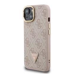 Husa Guess PU 4G Strass Triangle Logo Stand MagSafe pentru iPhone 14, Roz Husa Guess PU 4G Strass Triangle Logo Stand MagSafe pentru iPhone 14, Roz