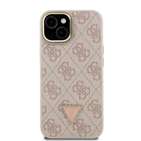 Husa Guess PU 4G Strass Triangle Logo Stand MagSafe pentru iPhone 14, Roz (Bakr, GUHMP14SPCS4GPTP) by www.silkase.ro
