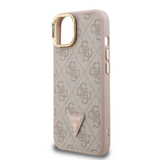 Husa Guess PU 4G Strass Triangle Logo Stand MagSafe pentru iPhone 14, Roz (Bakr, GUHMP14SPCS4GPTP) by www.silkase.ro