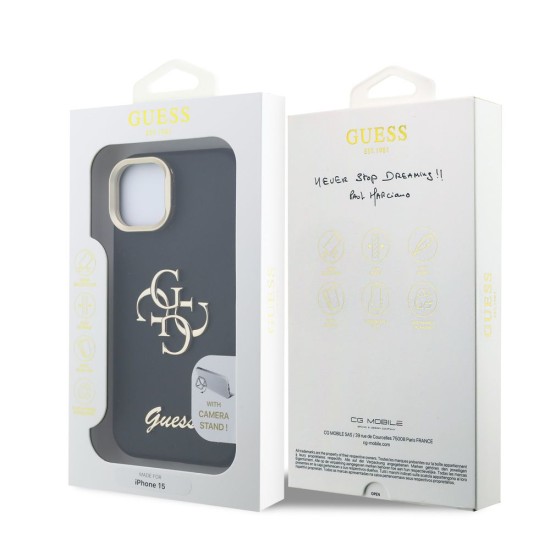 Husa Guess PU Grained 4G Logo Stand Camera Frame pentru iPhone 15, Neagra Husa Guess PU Grained 4G Logo Stand Camera Frame pentru iPhone 15, Neagra (Bakr, GUHCP15SPCS4GSK) by www.silkase.ro