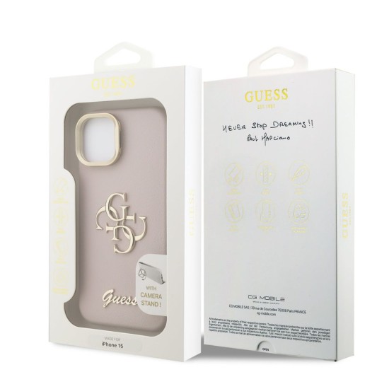 Husa Guess PU Grained 4G Logo Stand Camera Frame pentru iPhone 15, Roz Husa Guess PU Grained 4G Logo Stand Camera Frame pentru iPhone 15, Roz (Bakr, GUHCP15SPCS4GSP) by www.silkase.ro