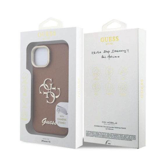 Husa Guess PU Grained 4G Logo Stand Camera Frame pentru iPhone 15, Maro Husa Guess PU Grained 4G Logo Stand Camera Frame pentru iPhone 15, Maro (Bakr, GUHCP15SPCS4GSW) by www.silkase.ro
