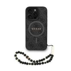 Husa Crossbody Guess PU Leather 4G Colored Ring Strap MagSafe pentru iPhone 16 Pro Max, Neagra