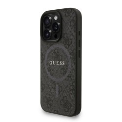 Husa Crossbody Guess PU Leather 4G Colored Ring Strap MagSafe pentru iPhone 16 Pro Max, Neagra