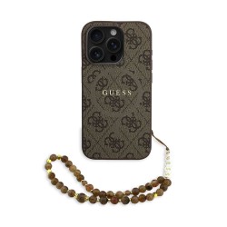 Husa Crossbody Guess PU Leather 4G Colored Ring Strap MagSafe pentru iPhone 15 Pro Max, Maro