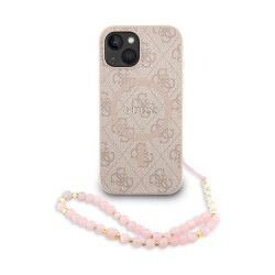 Husa Crossbody Guess PU Leather 4G Colored Ring Strap MagSafe pentru iPhone 13, Roz