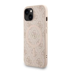 Husa Crossbody Guess PU Leather 4G Colored Ring Strap MagSafe pentru iPhone 13, Roz Husa Crossbody Guess PU Leather 4G Colored Ring Strap MagSafe pentru iPhone 13, Roz