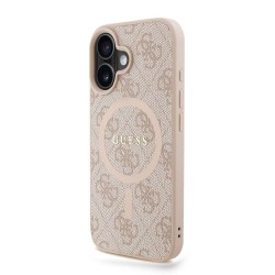 Husa Crossbody Guess PU Leather 4G Colored Ring Strap MagSafe pentru iPhone 16, Roz Husa Crossbody Guess PU Leather 4G Colored Ring Strap MagSafe pentru iPhone 16, Roz