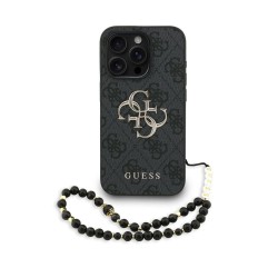 Husa Guess PU 4G Metal Logo Strap pentru iPhone 15 Pro Max, Neagra