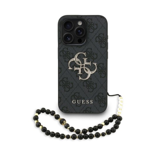 Husa Guess PU 4G Metal Logo Strap pentru iPhone 15 Pro Max, Neagra (Bakr, GUHCP15XP4GMGSK) by www.silkase.ro