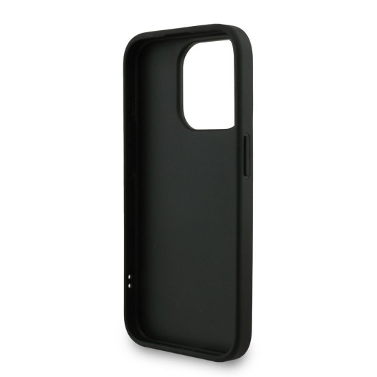 Husa Guess PU 4G Metal Logo Strap pentru iPhone 15 Pro Max, Neagra (Bakr, GUHCP15XP4GMGSK) by www.silkase.ro