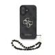Husa Guess PU 4G Metal Logo Strap pentru iPhone 16, Neagra (Bakr, GUHCP16SP4GMGSK) by www.silkase.ro