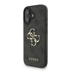 Husa Guess PU 4G Metal Logo Strap pentru iPhone 16, Neagra Husa Guess PU 4G Metal Logo Strap pentru iPhone 16, Neagra