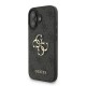 Husa Guess PU 4G Metal Logo Strap pentru iPhone 16, Neagra (Bakr, GUHCP16SP4GMGSK) by www.silkase.ro
