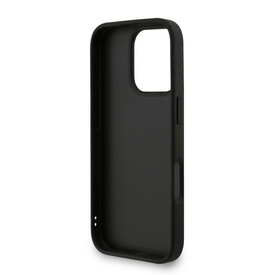 Husa Guess PU 4G Metal Logo Strap pentru iPhone 16 Pro Max, Neagra (Bakr, GUHCP16XP4GMGSK) by www.silkase.ro