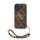 Husa Guess PU 4G Metal Logo Strap pentru iPhone 16, Maro (Bakr, GUHCP16SP4GMGSW) by www.silkase.ro
