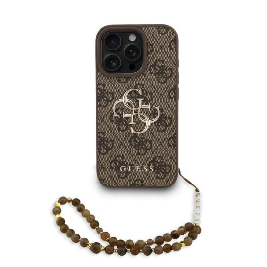 Husa Guess PU 4G Metal Logo Strap pentru iPhone 16 Pro Max, Maro (Bakr, GUHCP16XP4GMGSW) by www.silkase.ro