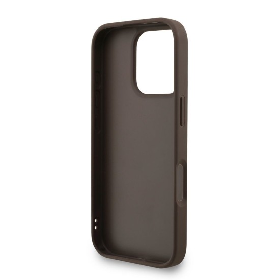 Husa Guess PU 4G Metal Logo Strap pentru iPhone 16 Pro Max, Maro (Bakr, GUHCP16XP4GMGSW) by www.silkase.ro