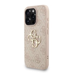 Husa Guess PU 4G Metal Logo Strap pentru iPhone 15 Pro, Roz Husa Guess PU 4G Metal Logo Strap pentru iPhone 15 Pro, Roz
