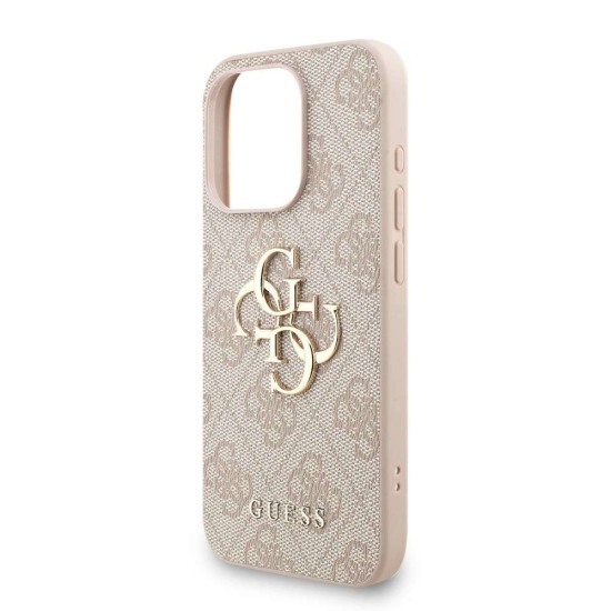 Husa Guess PU 4G Metal Logo Strap pentru iPhone 15 Pro, Roz (Bakr, GUHCP15LP4GMGSP) by www.silkase.ro