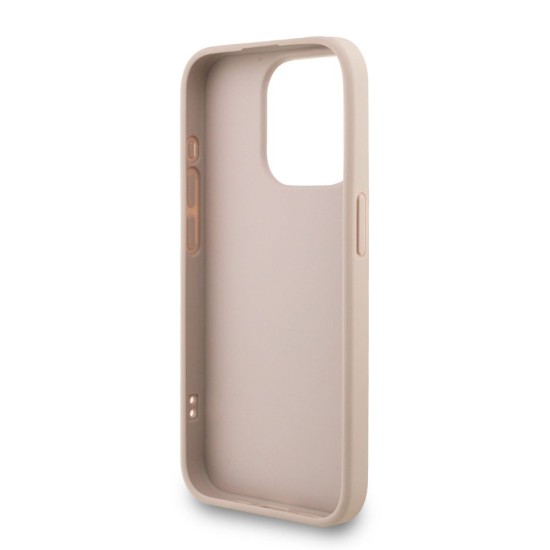Husa Guess PU 4G Metal Logo Strap pentru iPhone 15 Pro Max, Roz (Bakr, GUHCP15XP4GMGSP) by www.silkase.ro