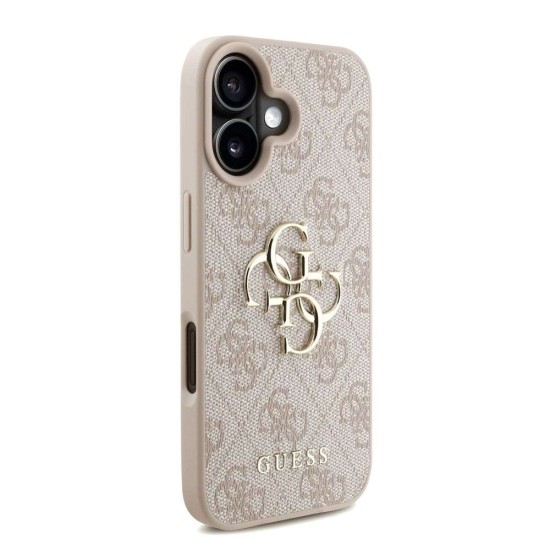 Husa Guess PU 4G Metal Logo Strap pentru iPhone 16, Roz (Bakr, GUHCP16SP4GMGSP) by www.silkase.ro