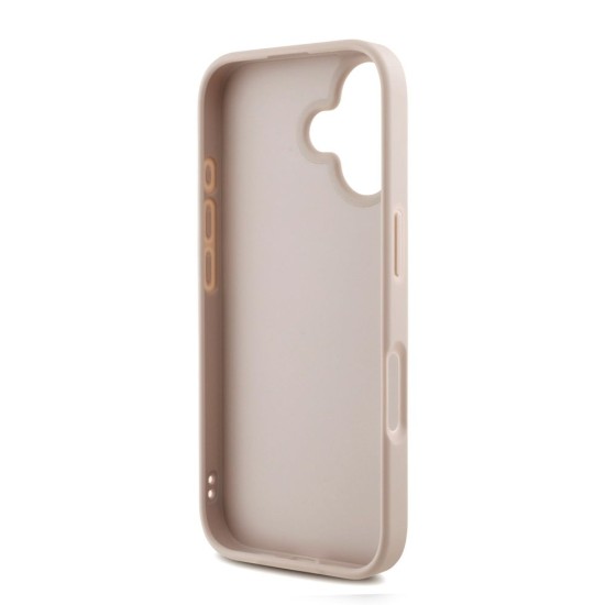 Husa Guess PU 4G Metal Logo Strap pentru iPhone 16, Roz (Bakr, GUHCP16SP4GMGSP) by www.silkase.ro