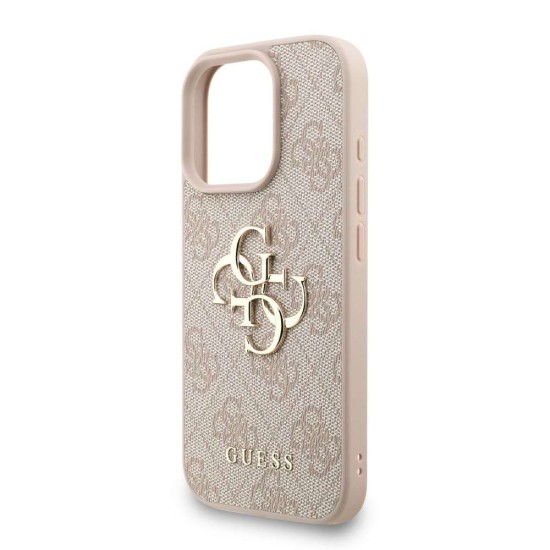Husa Guess PU 4G Metal Logo Strap pentru iPhone 16 Pro, Roz (Bakr, GUHCP16LP4GMGSP) by www.silkase.ro