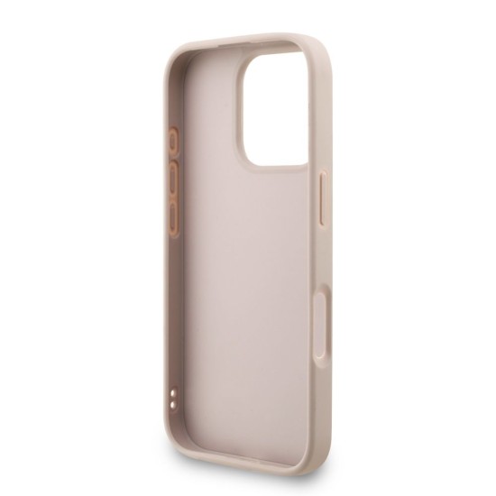 Husa Guess PU 4G Metal Logo Strap pentru iPhone 16 Pro Max, Roz (Bakr, GUHCP16XP4GMGSP) by www.silkase.ro