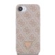 Husa Guess PU 4G Strass Triangle Metal Logo pentru iPhone 16e, Roz (Bakr, GUHCPSE4P4TDPP) by www.silkase.ro