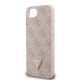 Husa Guess PU 4G Strass Triangle Metal Logo pentru iPhone 16e, Roz (Bakr, GUHCPSE4P4TDPP) by www.silkase.ro