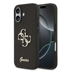 Husa Guess PU Fixed Glitter 4G Metal Logo pentru iPhone 17, Neagra