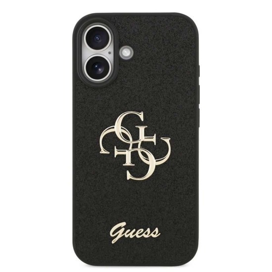 Husa Guess PU Fixed Glitter 4G Metal Logo pentru iPhone 17, Neagra (Bakr, GUHCP17SHG4SGK) by www.silkase.ro