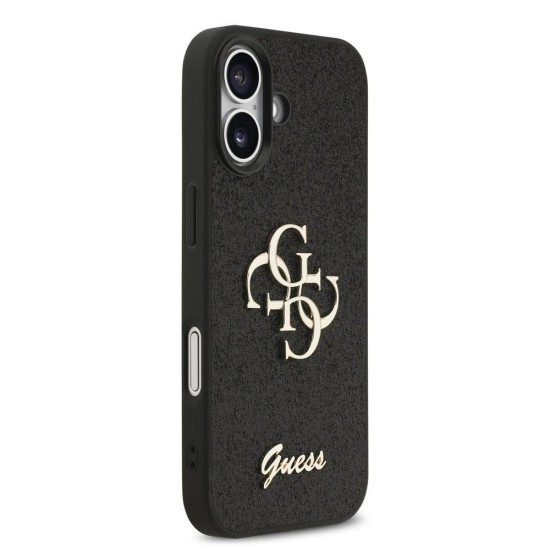 Husa Guess PU Fixed Glitter 4G Metal Logo pentru iPhone 17, Neagra (Bakr, GUHCP17SHG4SGK) by www.silkase.ro