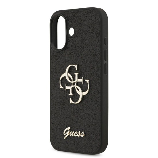 Husa Guess PU Fixed Glitter 4G Metal Logo pentru iPhone 17, Neagra (Bakr, GUHCP17SHG4SGK) by www.silkase.ro