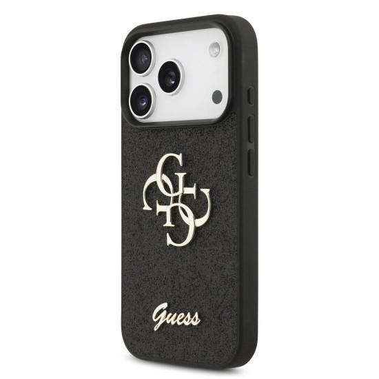 Husa Guess PU Fixed Glitter 4G Metal Logo pentru iPhone 17 Pro, Neagra (Bakr, GUHCP17LHG4SGK) by www.silkase.ro