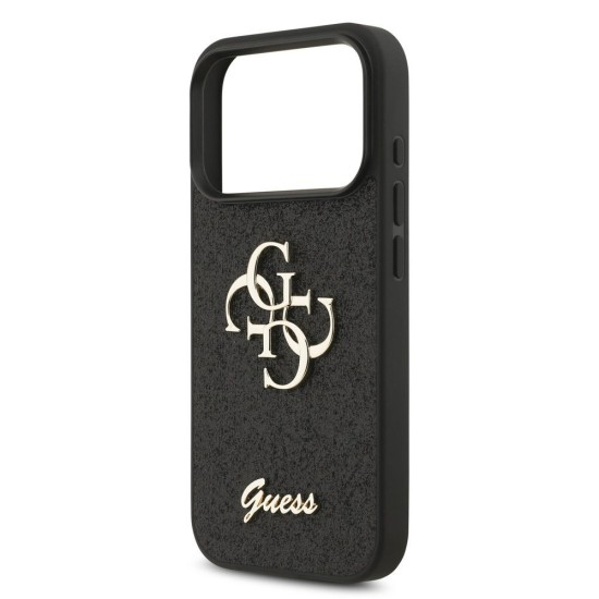 Husa Guess PU Fixed Glitter 4G Metal Logo pentru iPhone 17 Pro, Neagra (Bakr, GUHCP17LHG4SGK) by www.silkase.ro