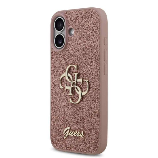Husa Guess PU Fixed Glitter 4G Metal Logo pentru iPhone 17, Roz (Bakr, GUHCP17SHG4SGP) by www.silkase.ro