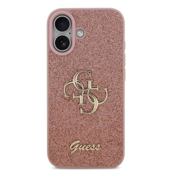 Husa Guess PU Fixed Glitter 4G Metal Logo pentru iPhone 17, Roz (Bakr, GUHCP17SHG4SGP) by www.silkase.ro