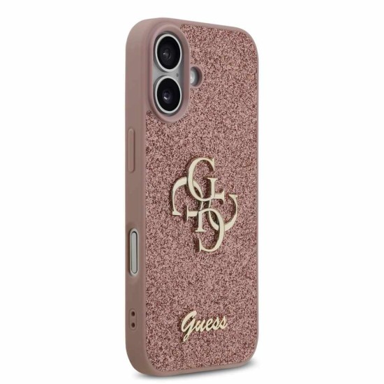 Husa Guess PU Fixed Glitter 4G Metal Logo pentru iPhone 17, Roz (Bakr, GUHCP17SHG4SGP) by www.silkase.ro