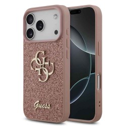 Husa Guess PU Fixed Glitter 4G Metal Logo pentru iPhone 17 Pro, Roz