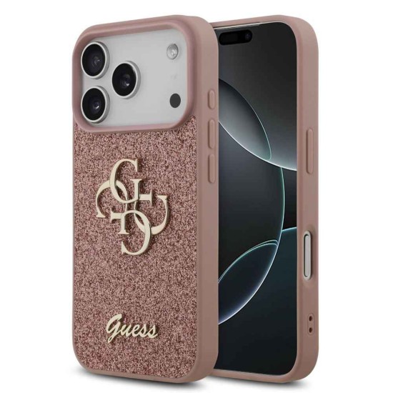 Husa Guess PU Fixed Glitter 4G Metal Logo pentru iPhone 17 Pro, Roz (Bakr, GUHCP17LHG4SGP) by www.silkase.ro