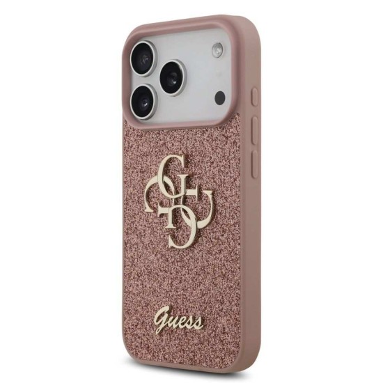 Husa Guess PU Fixed Glitter 4G Metal Logo pentru iPhone 17 Pro, Roz (Bakr, GUHCP17LHG4SGP) by www.silkase.ro